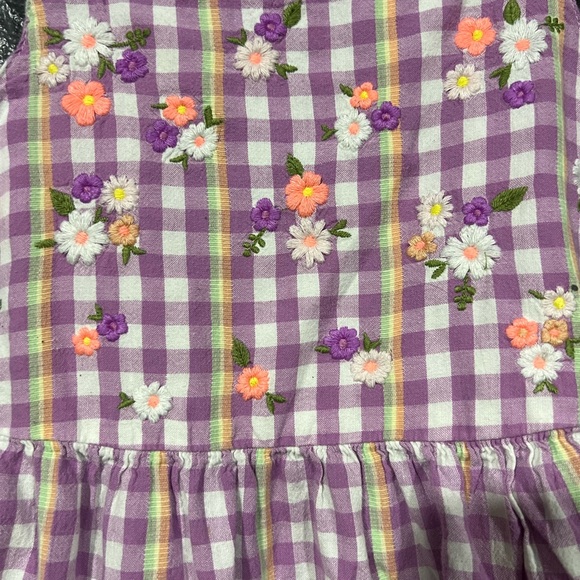 Floral Checkered Girl Cotton Dress - Picture 2 of 5